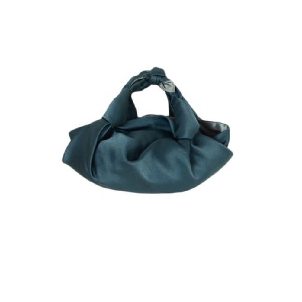 The Row Blue Satin Small "Ascot" Tote Bag